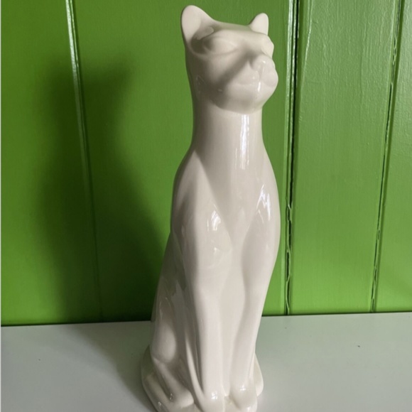 Other Vintage Art Deco Modern White Ceramic Cat Statue Figurine 16 Tall Poshmark